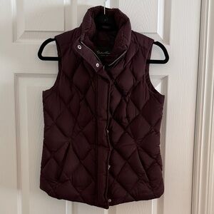 Eddie Bauer Womens’ Deep Burgundy Quilted Down Feather Vest